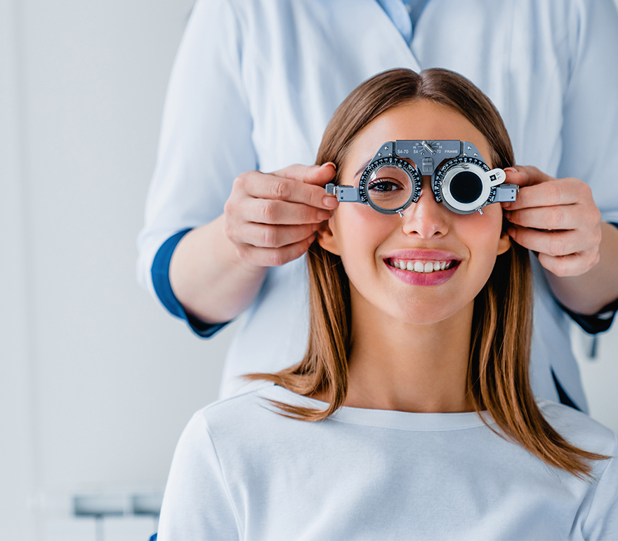 Opthalmologist checking vision